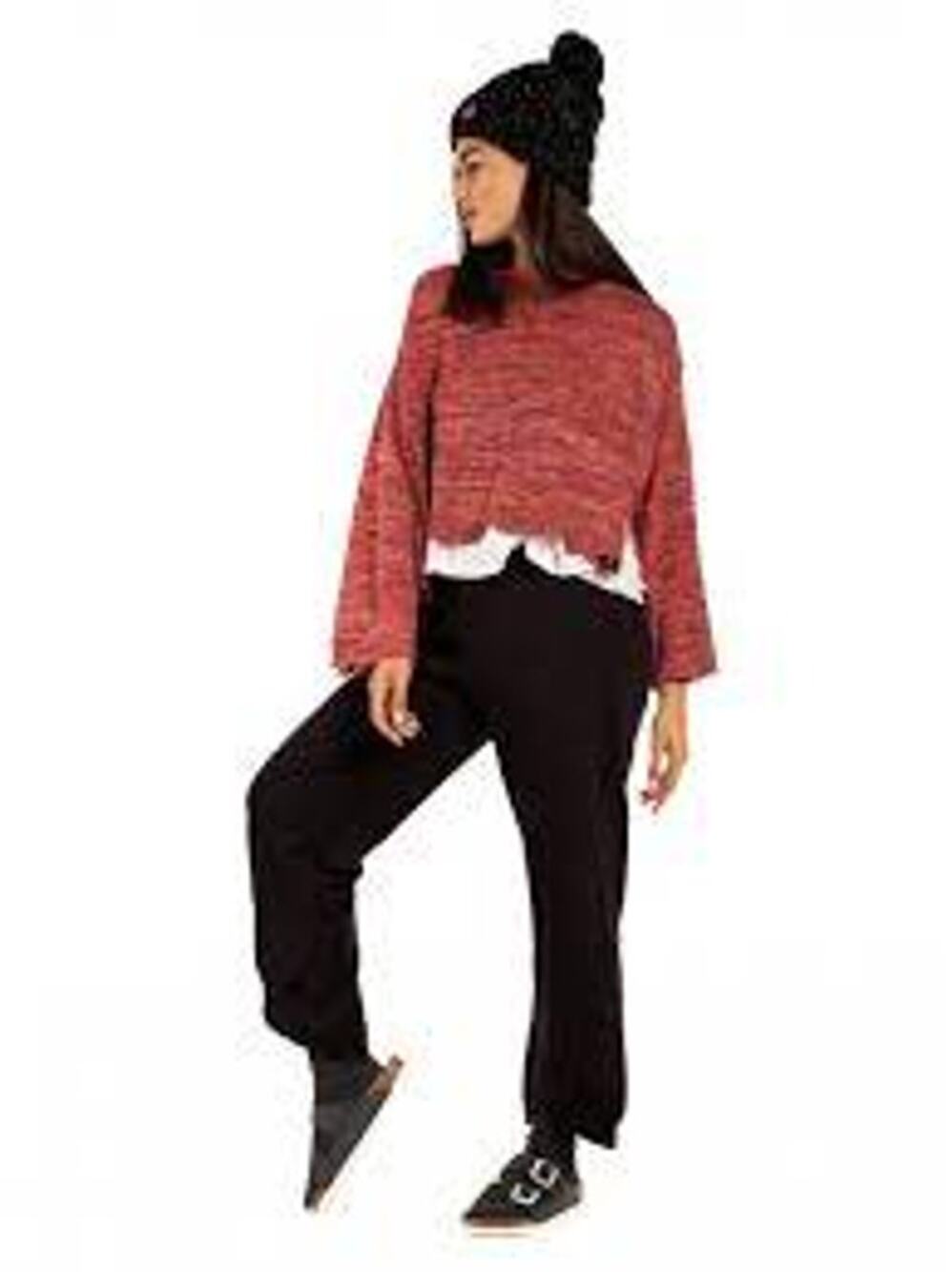 Free People Prism Space Dye Sweater Pullover Sweater Oversized Raw Hem Medium